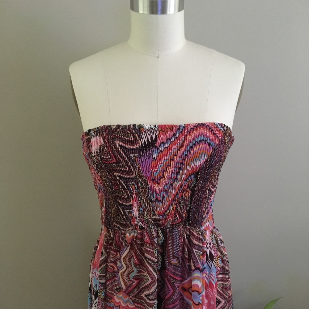 Strapless Dress Hi-Low with Ruffle - Picture 2 of 8